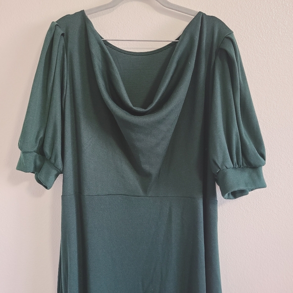 Eloquii Dark Emerald Green Cowl Back Dress - Picture 7 of 10